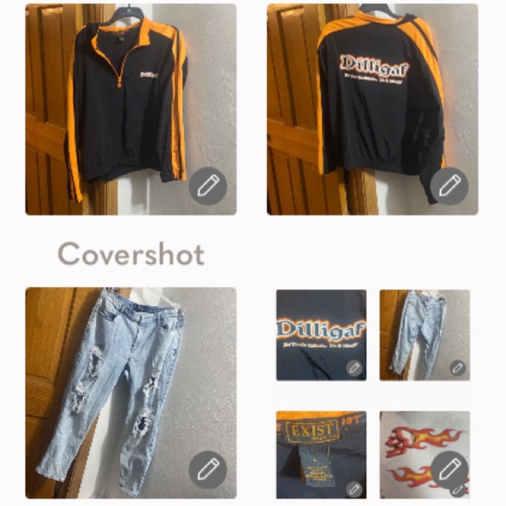 Hollister high-rise mom👖32/27+DILLIGAF windbreaker Exist L+10x4🔥💀stickers